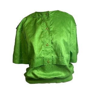 VTG 80s neon‎ green CHRISTIE & JILL Women medium Button Up Blouse Professional